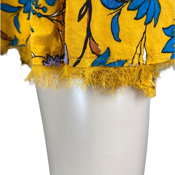 Silence + Noise Witchy Yellow Floral Fringed Short Sleeve T-Shirt Mini Dress M - Picture 5 of 8
